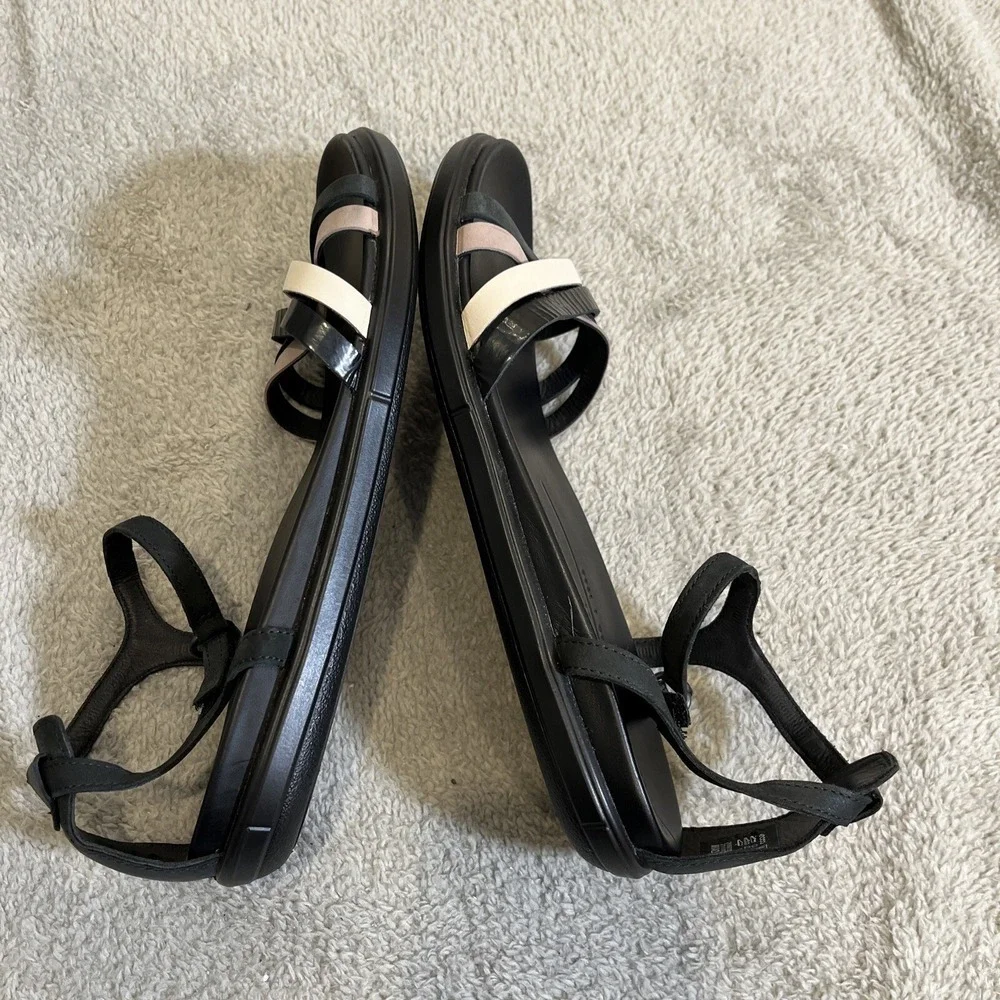 ECCO Simpil Strappy Sandals‎ Womens EU 41 US 10-10.5 Black White Pink Minimalist